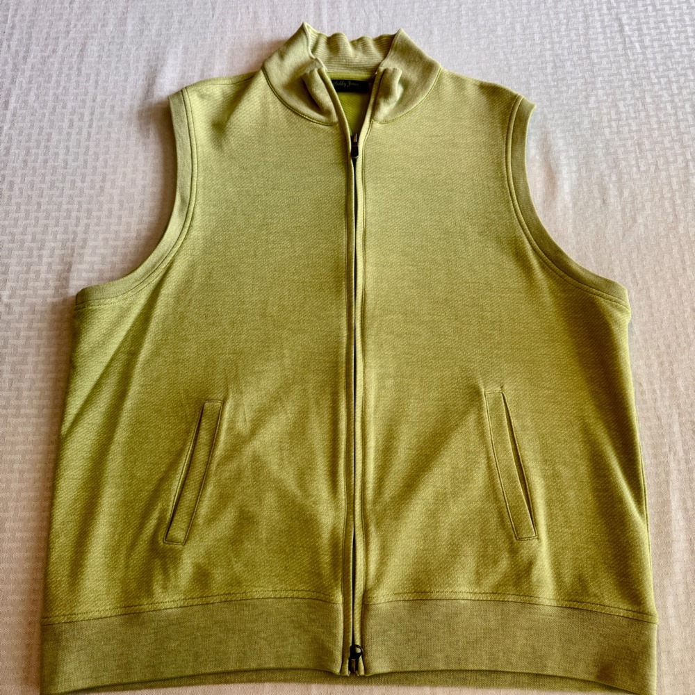 Bobby Jones Mens XL Lime Green Peruvian Pima Cotton Full Zip Golf Vest Sweater